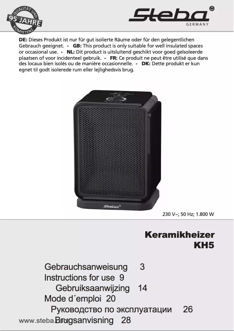 Page 1 de la notice Manuel utilisateur Steba KH 5