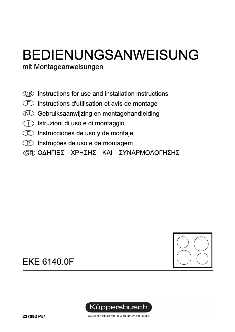 Page 1 de la notice Manuel utilisateur Küppersbusch EKE 6140.0F