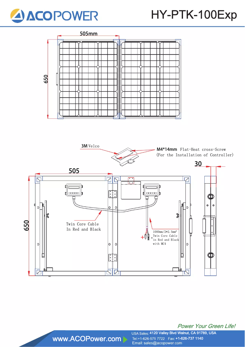 Page n°1 - Manuel utilisateur ACOPower HY-PTP-100W