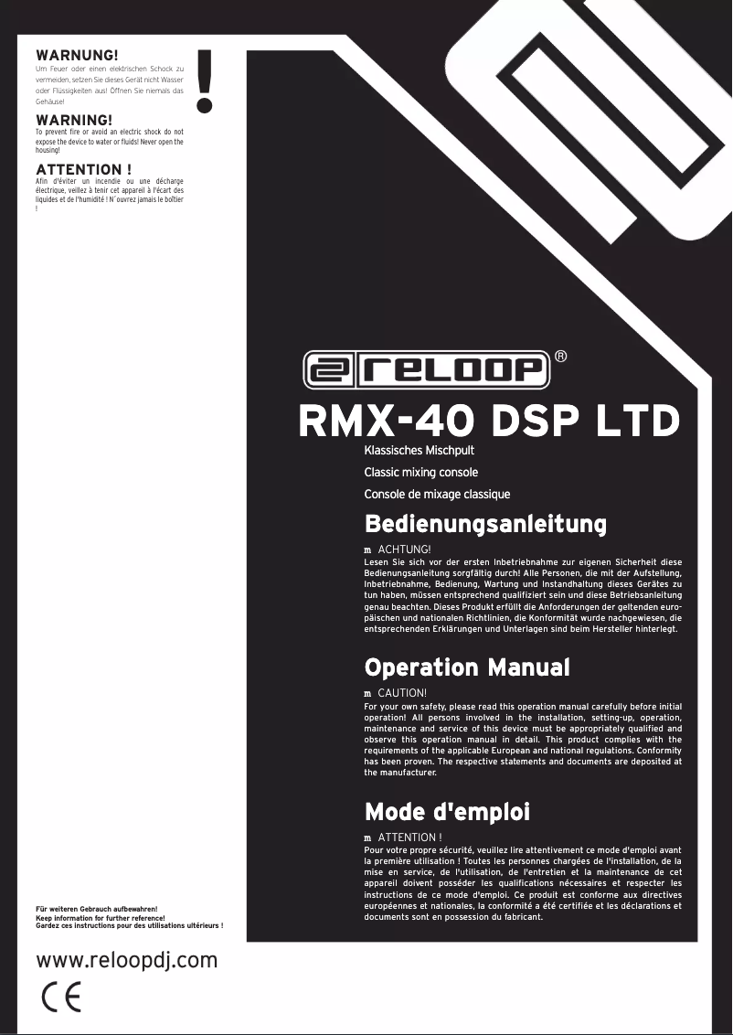Page n°1 - Manuel utilisateur Reloop RMX-40 DSP LTD