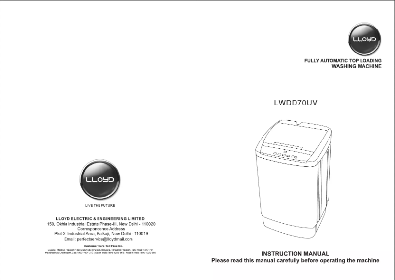 Page n°1 - Manuel utilisateur Lloyd LWDD70UV