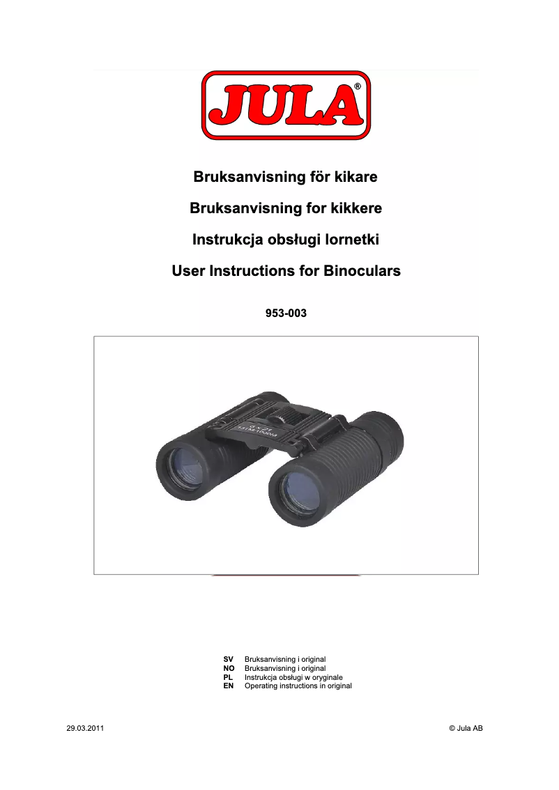 Image de la première page du manuel de l'appareil 953-003