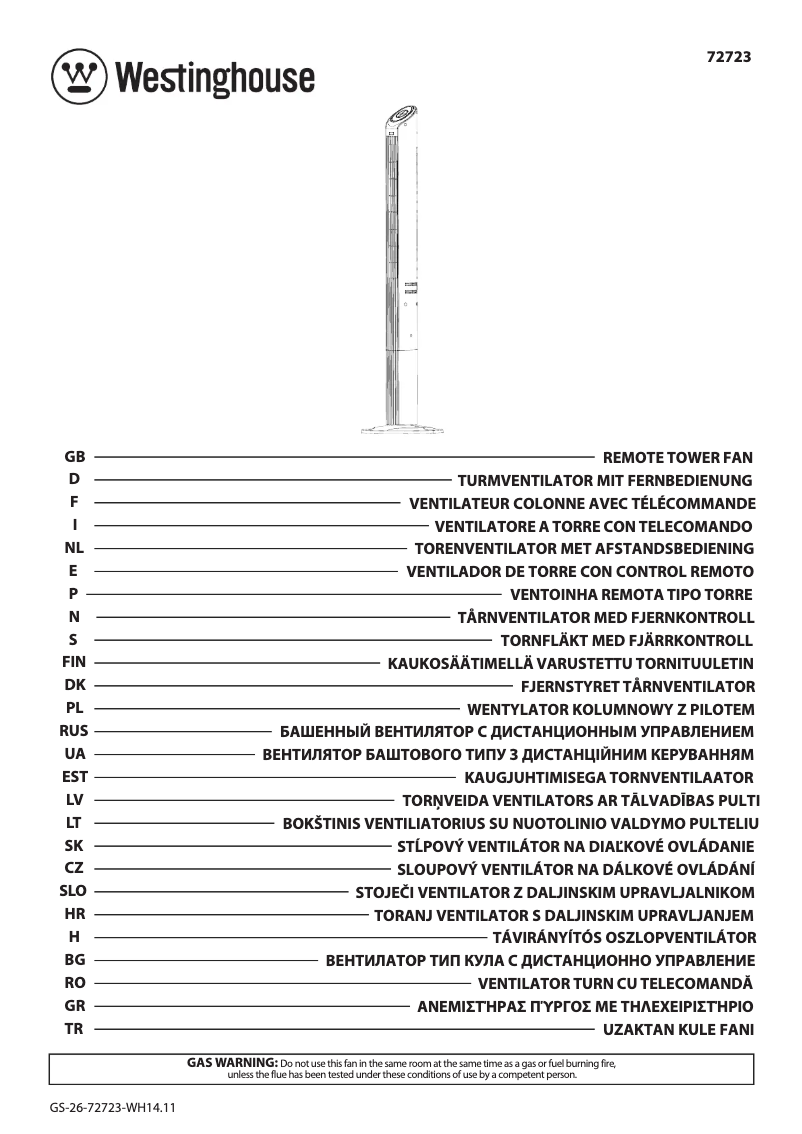 Página 1 del manual Manual de usuario Westinghouse 72723