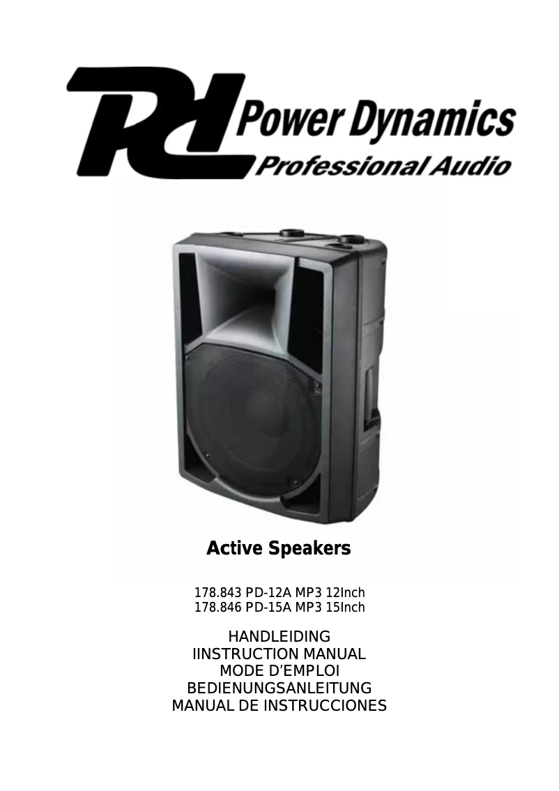 Page 1 de la notice Manuel utilisateur Power Dynamics Active Speaker PD 12A