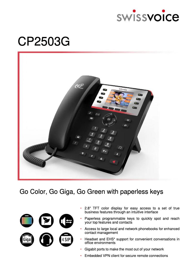 Page n°1 - Fiche technique Swissvoice CP2503G