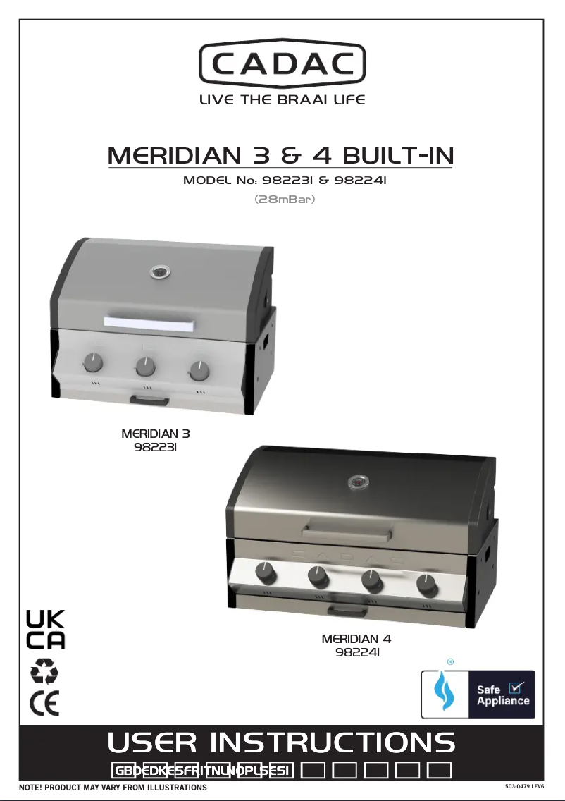 Page 1 de la notice Manuel utilisateur Cadac Meridian Built-in