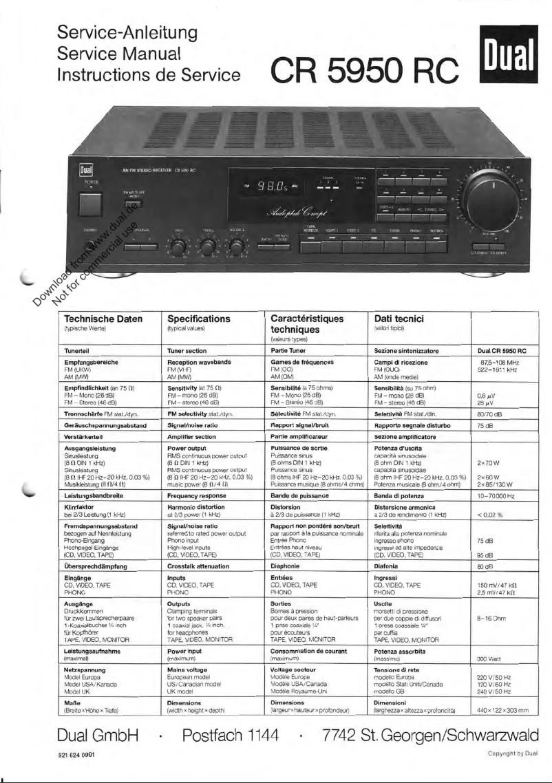 Image de la première page du manuel de l'appareil CR 5950 RC