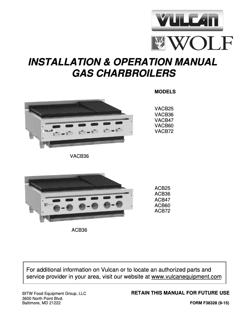 Page 1 de la notice Manuel utilisateur Vulcan VACB36