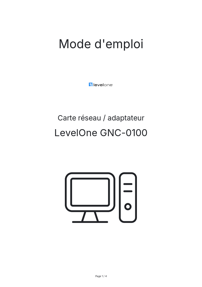 Image de la première page du manuel de l'appareil GNC-0100