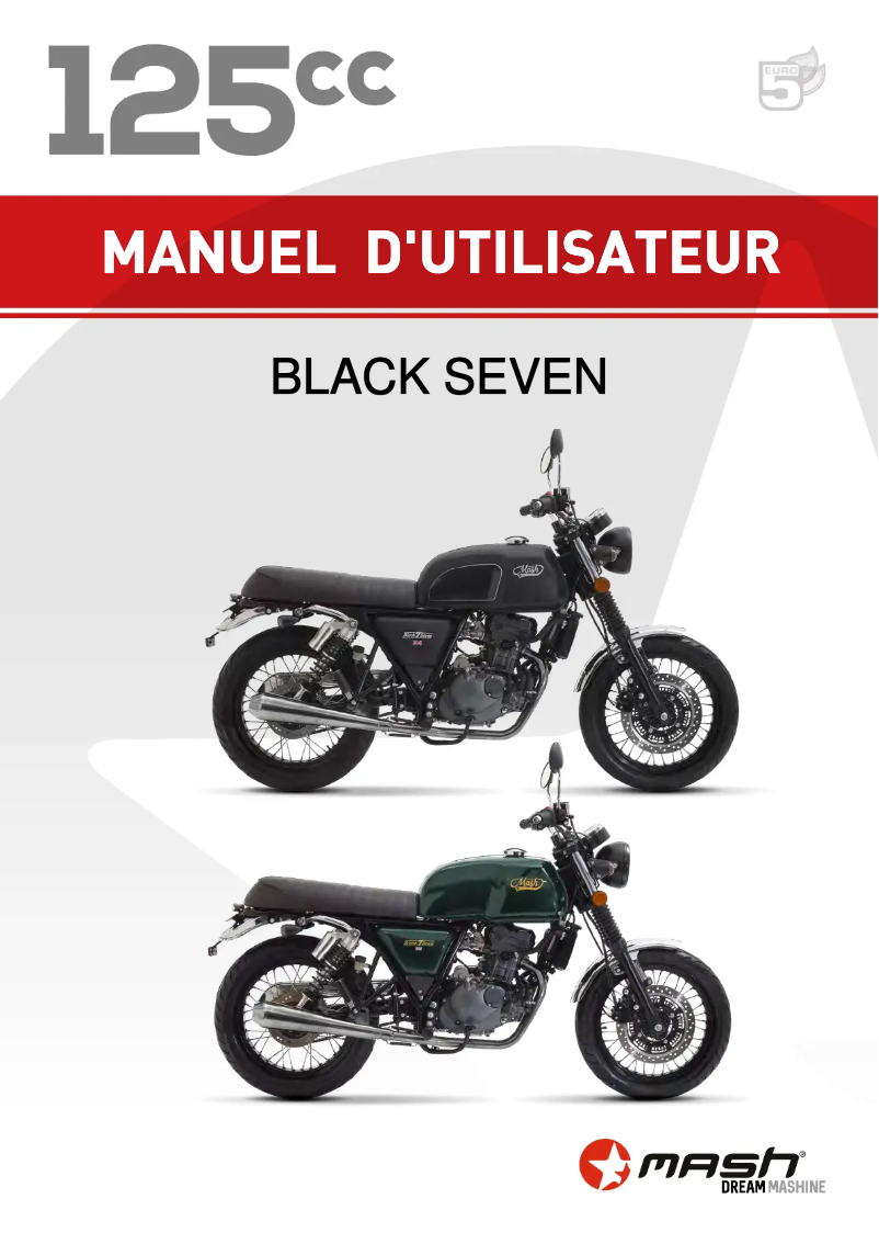 Page 1 de la notice Manuel utilisateur Mash Black Seven 125cc (2022)