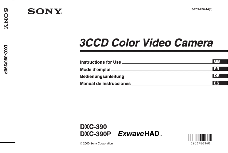Page n°1 - Manuel utilisateur Sony DXC-390P