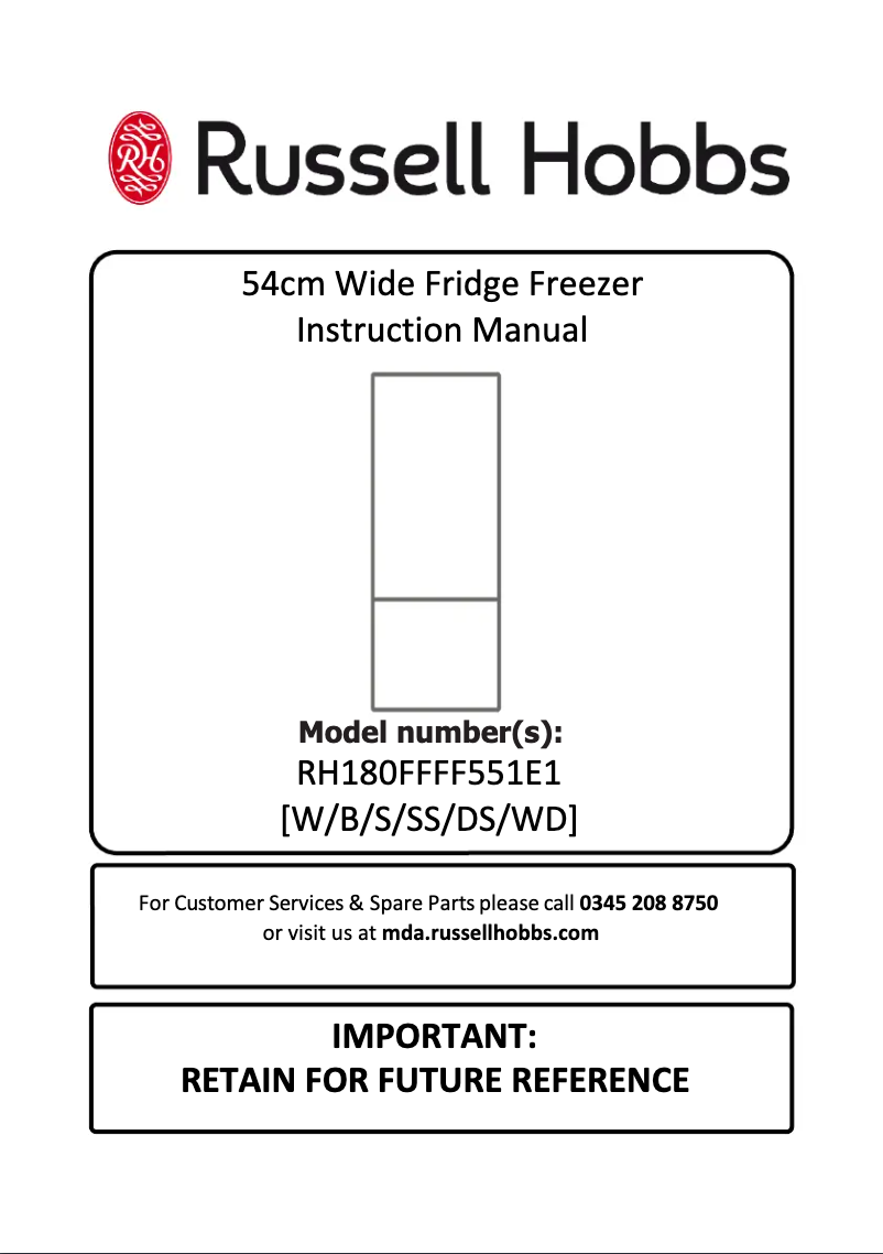 Page 1 de la notice Manuel utilisateur Russell Hobbs RH180FFFF551E1B