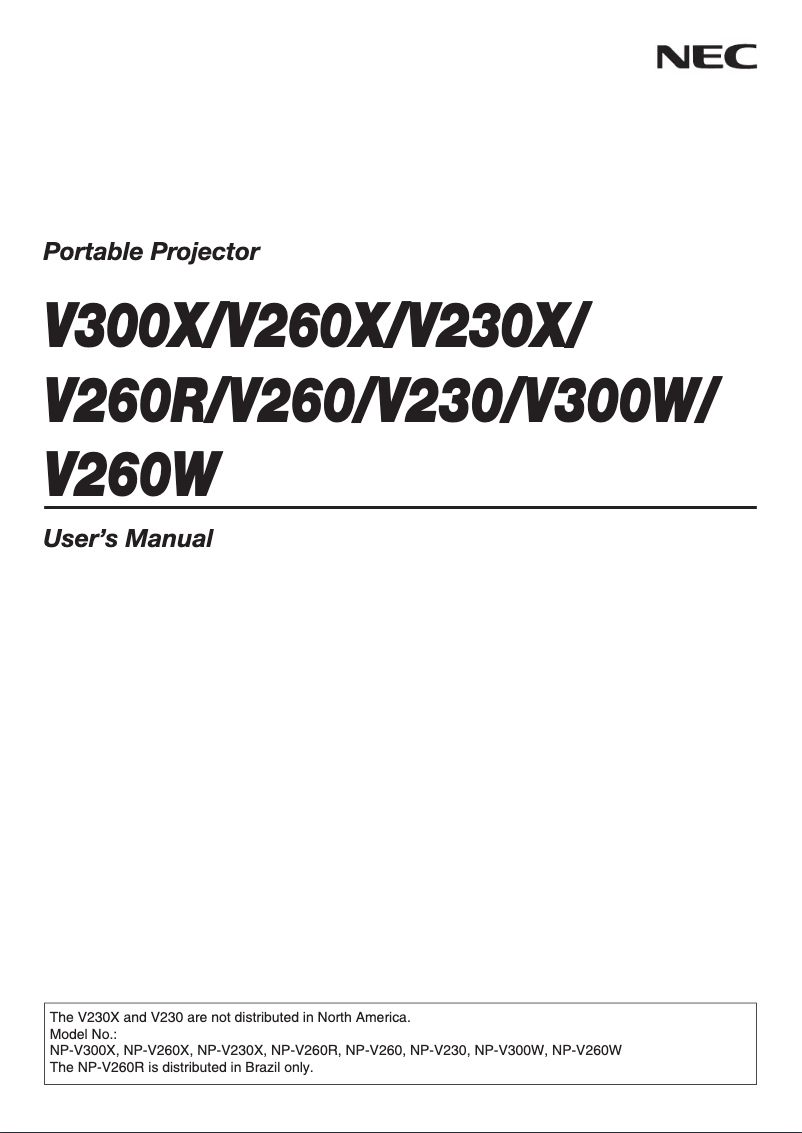 Image de la première page du manuel de l'appareil V230X