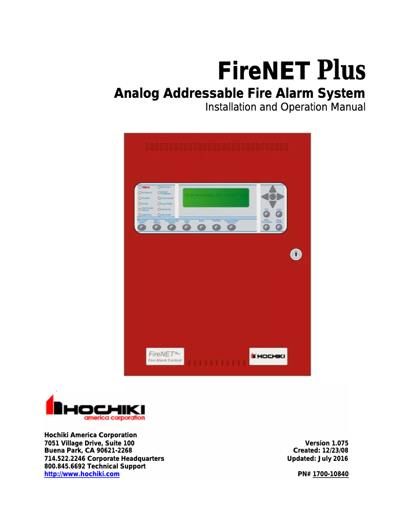 Page 1 de la notice Manuel utilisateur Hochiki FireNET Plus