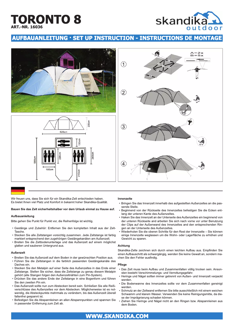Page n°1 - Manuel utilisateur Skandika Toronto 8