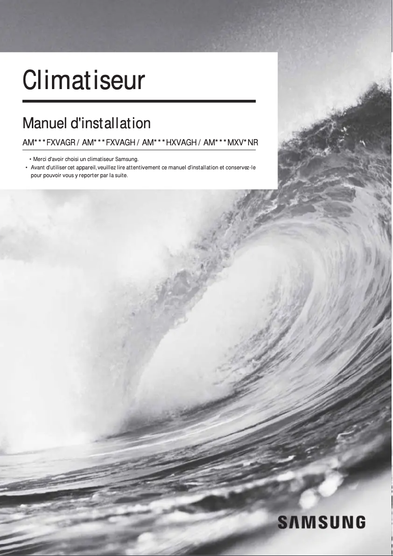 Page 1 de la notice Guide d'installation Samsung AM220FNHDEH