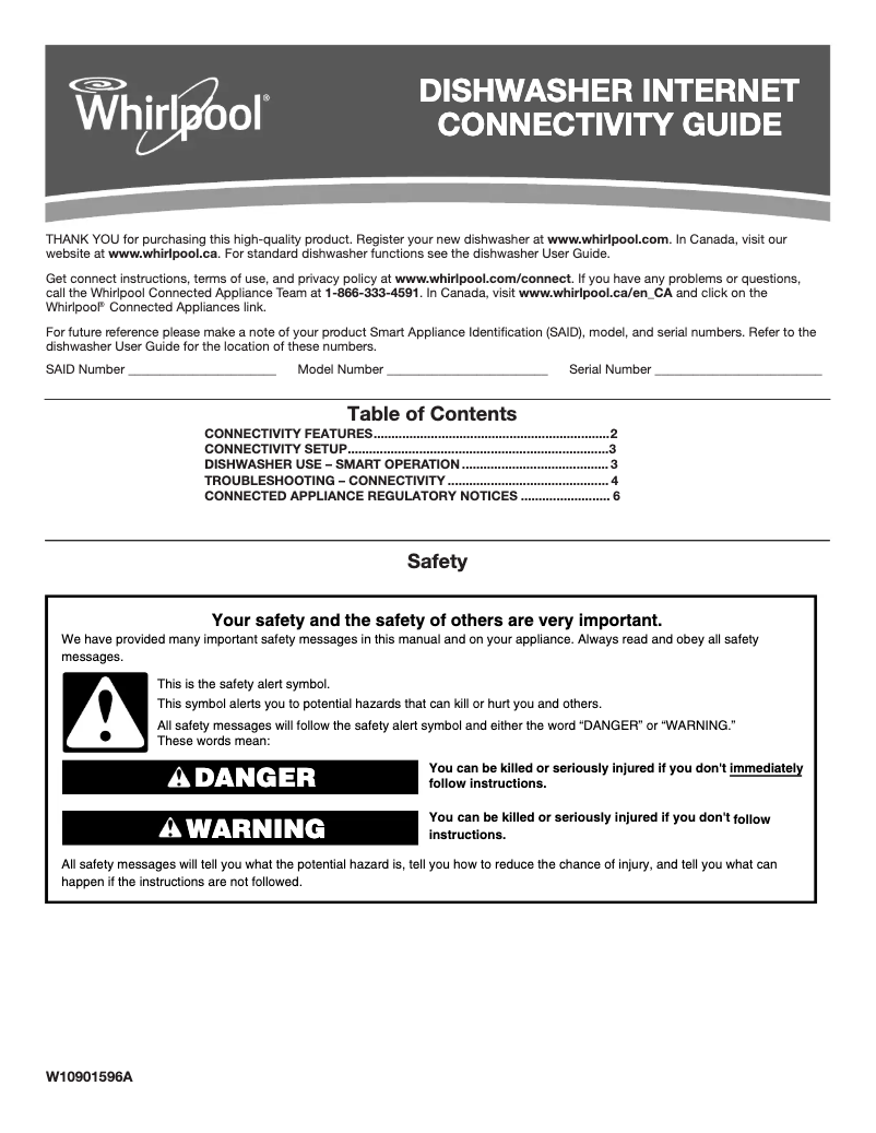 Page 1 de la notice Instructions / montage Whirlpool WDT975SAHZ