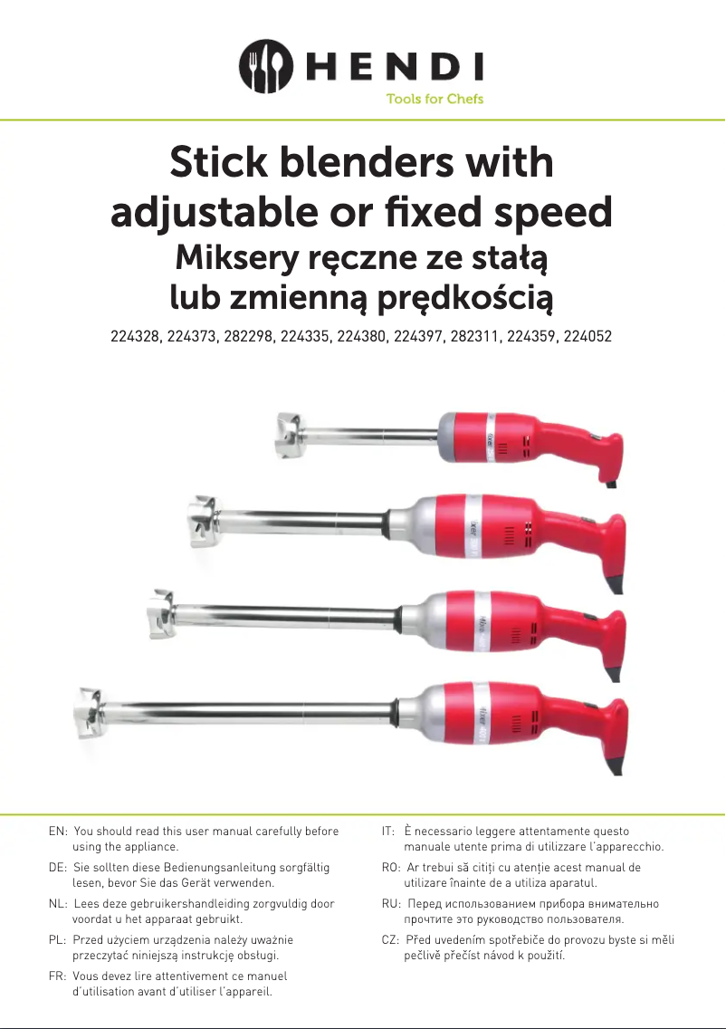 Page 1 de la notice Manuel utilisateur Hendi 224380