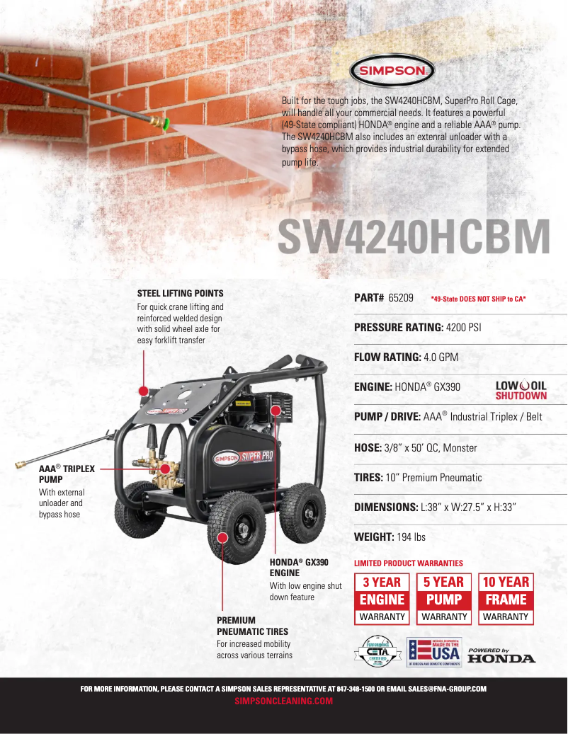 Page n°1 - Fiche technique Simpson SuperPro SW4240HCBM