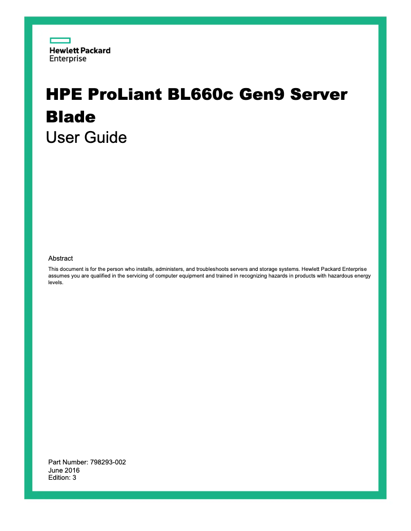 Page n°1 - Manuel utilisateur HP ProLiant BL660c G9