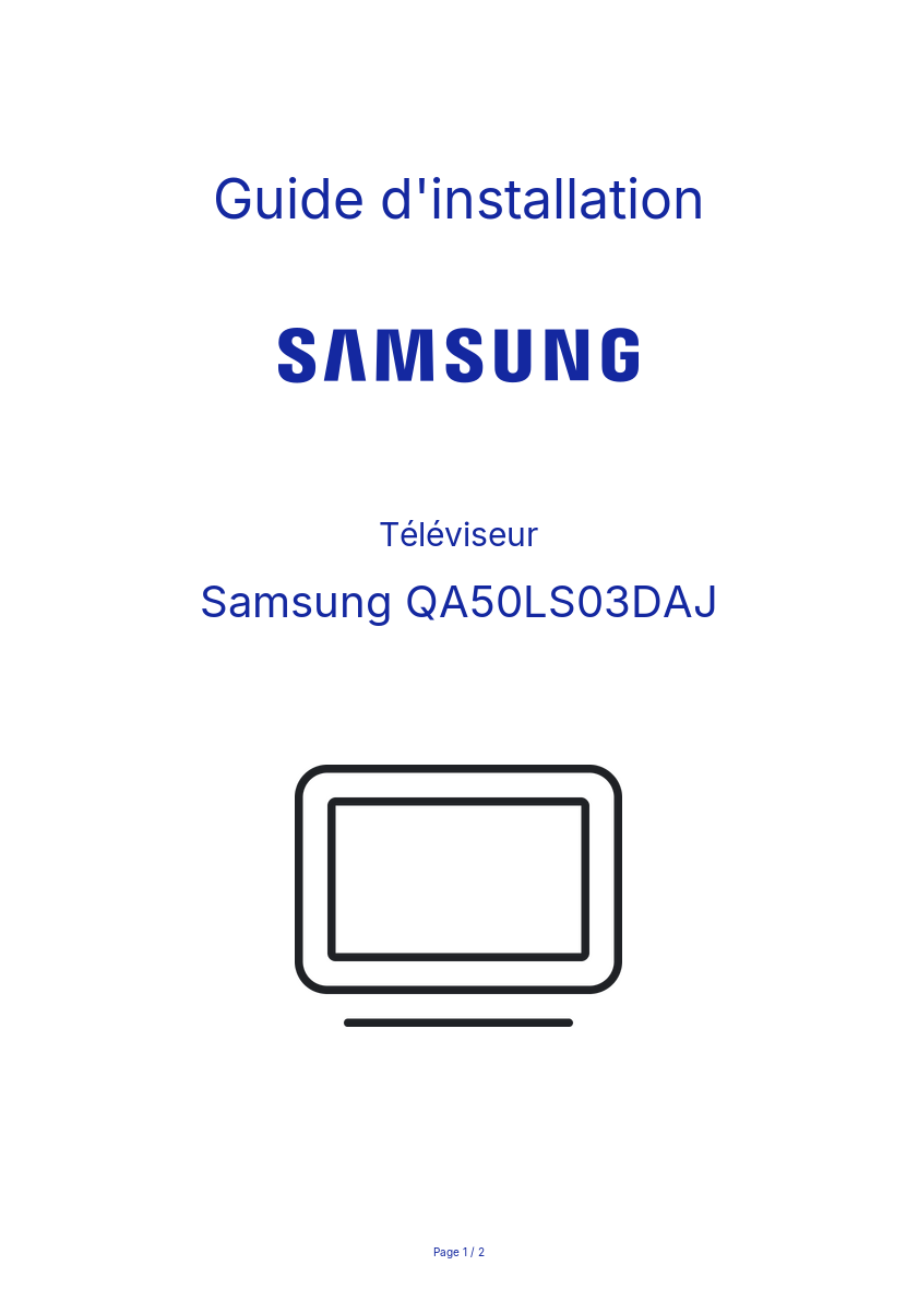 Page n°1 - Guide d'installation Samsung QA50LS03DAJ