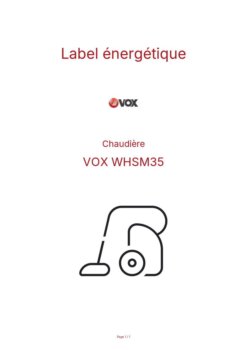 Page n°1 - Label énergétique VOX WHSM35