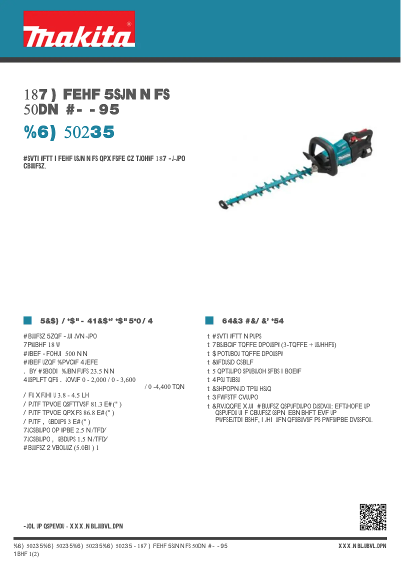 Página 1 del manual Ficha técnica Makita DUH502RT