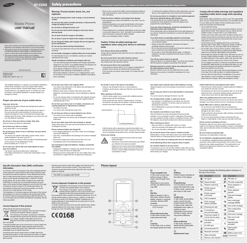 Image de la première page du manuel de l'appareil Metro Duos GT-C3322