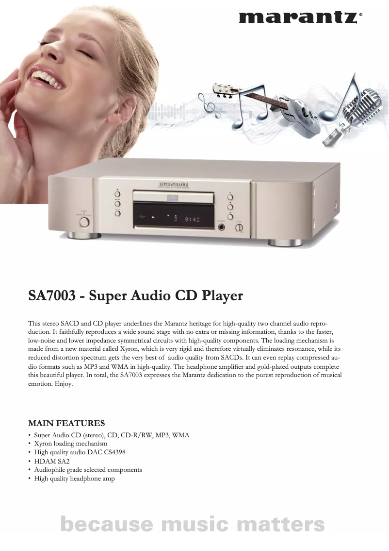 Página 1 del manual Manual de usuario Marantz SA7003