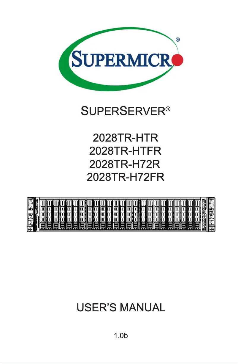 Page 1 de la notice Manuel utilisateur Supermicro SuperServer 2028TR-H72FR