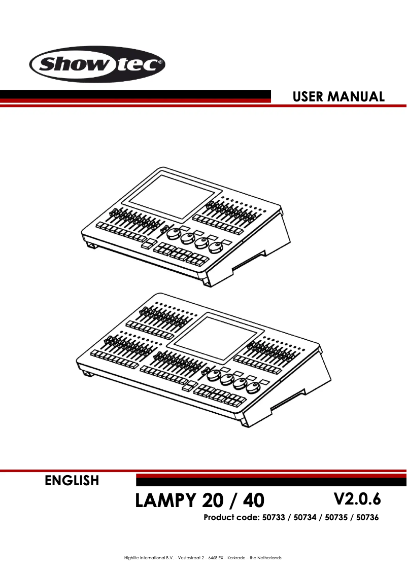 Page n°1 - Manuel utilisateur Showtec LAMPY 20