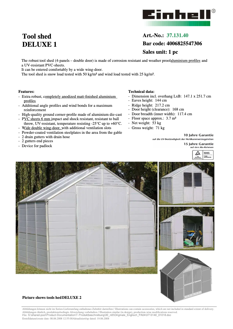 Image de la première page du manuel de l'appareil DeLuxe I