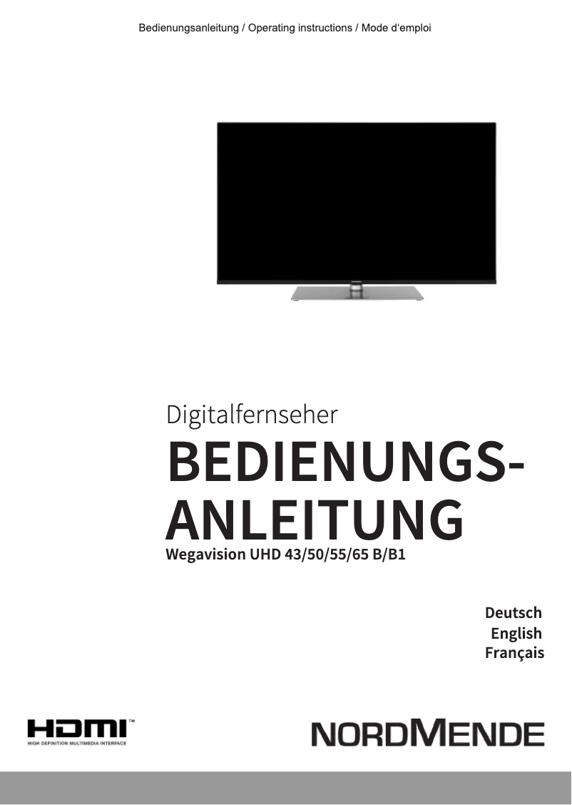 Page n°1 - Manuel utilisateur Nordmende Wegavision UHD65B