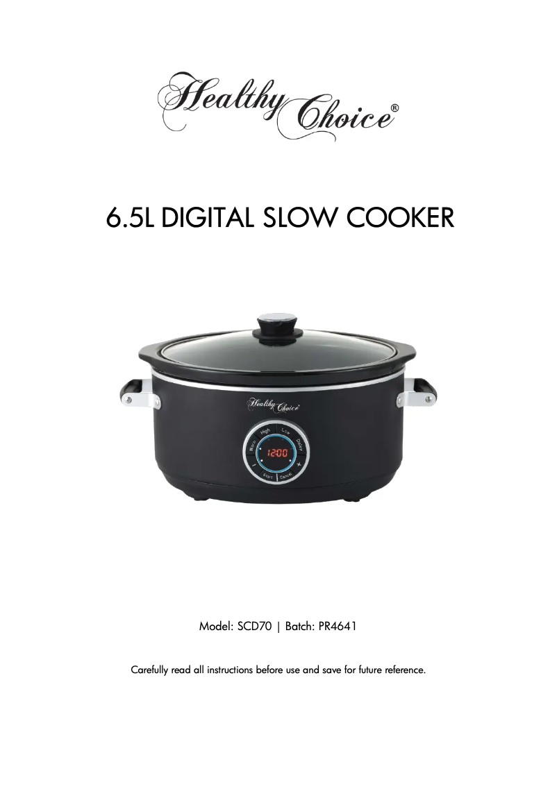 Page 1 de la notice Manuel utilisateur Healthy Choice SCD70