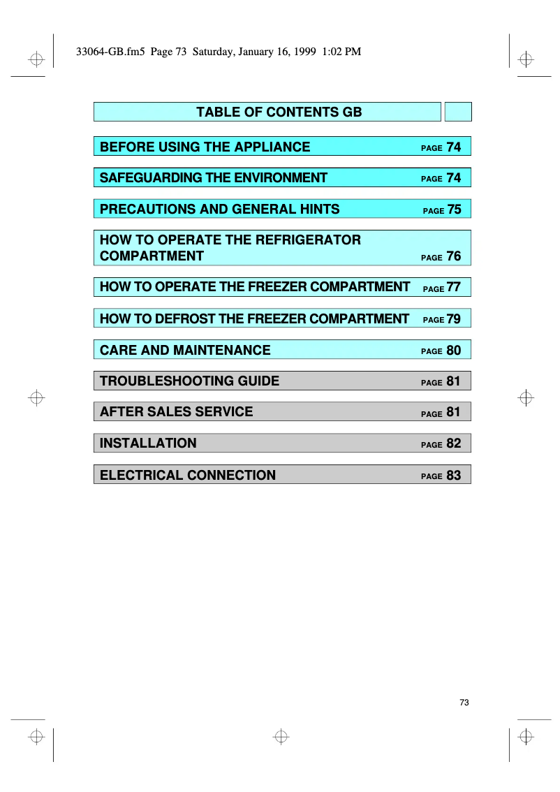 Page 1 de la notice Manuel utilisateur Whirlpool ARZ 804 H