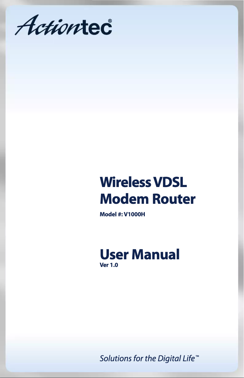 Page 1 de la notice Manuel utilisateur Actiontec V1000H