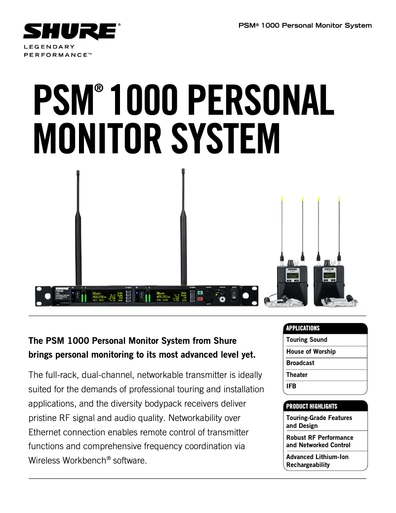 Page 1 de la notice Fiche technique Shure SM10