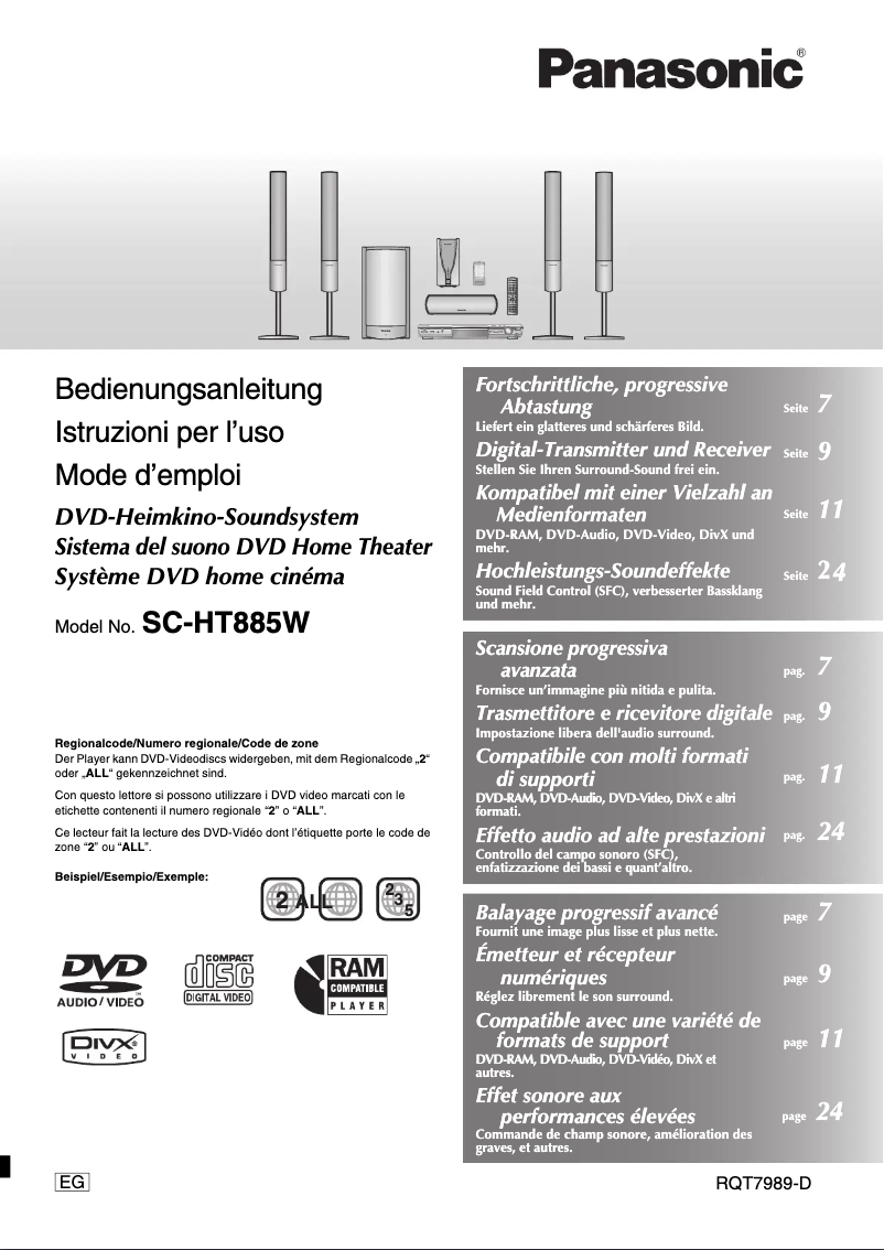 Imagen de la primera página del manual del dispositivo SC-HT885W