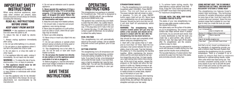 Page 1 de la notice Manuel utilisateur Conair CS4VCS