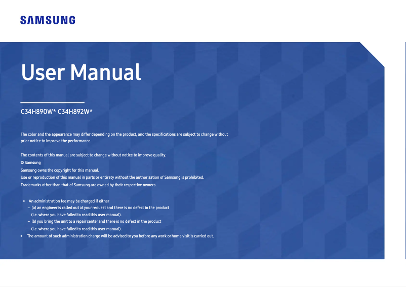 Page 1 de la notice Manuel utilisateur Samsung CH89