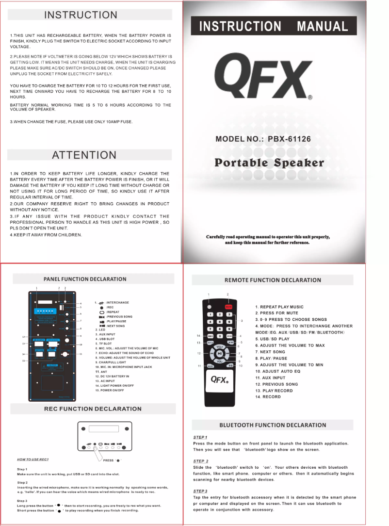 Page 1 de la notice Manuel utilisateur QFX PBX-61126