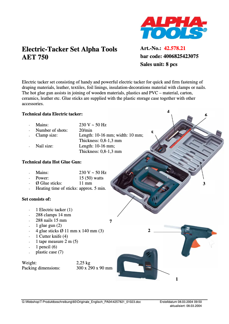 Imagen de la primera página del manual del dispositivo ET 750