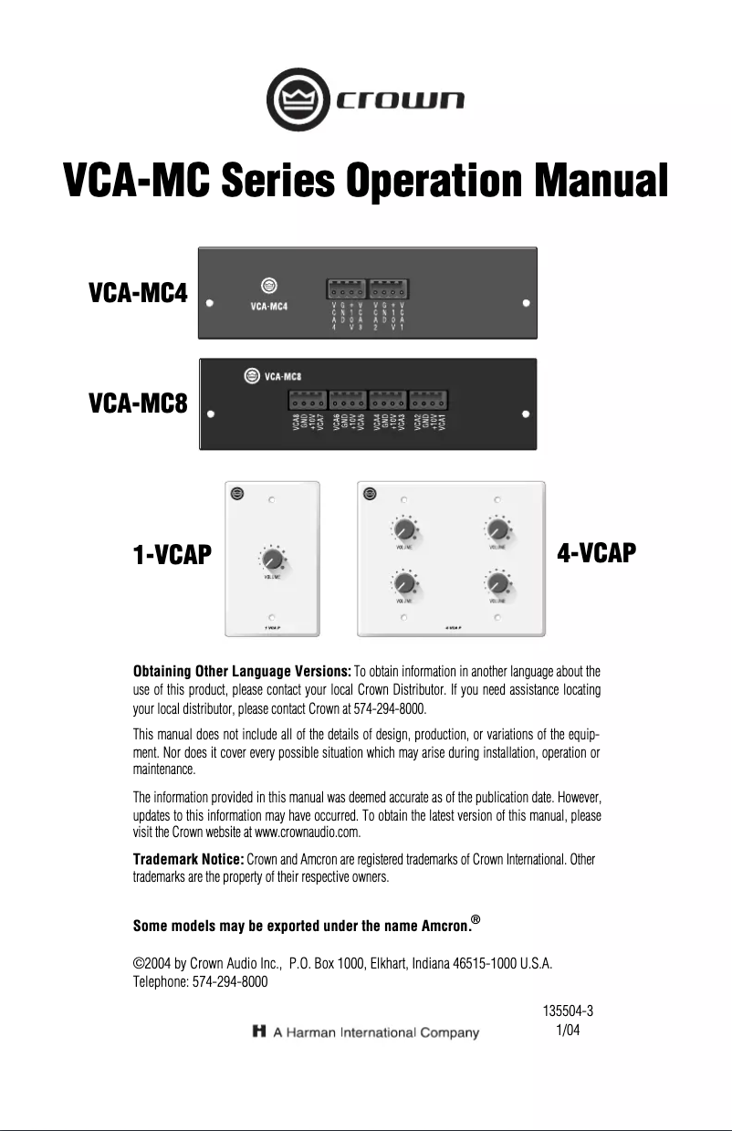 Image de la première page du manuel de l'appareil 1-VCAP