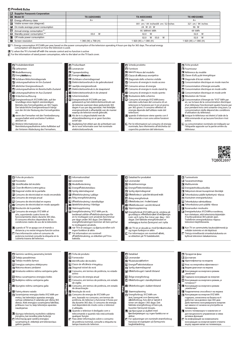 Imagen de la primera página del manual del dispositivo TX-32DS500ES