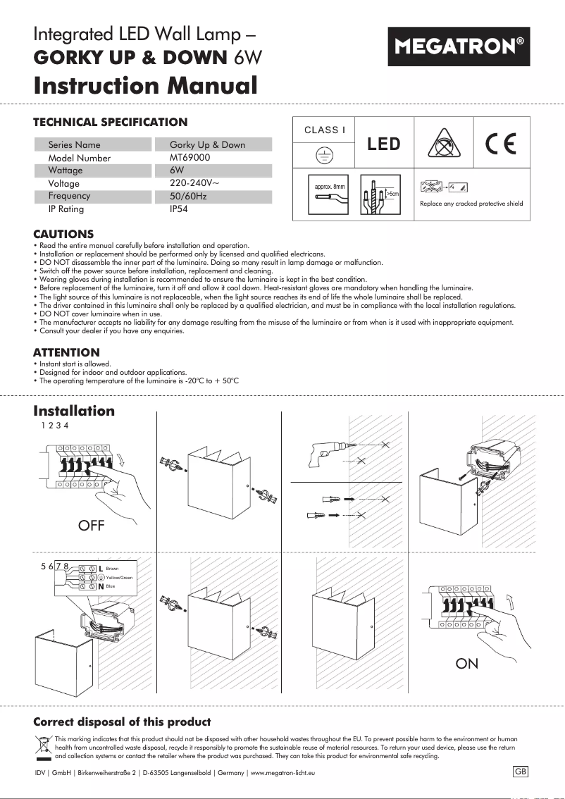 Page n°1 - Manuel utilisateur Megatron Numero Up & Down MT69002