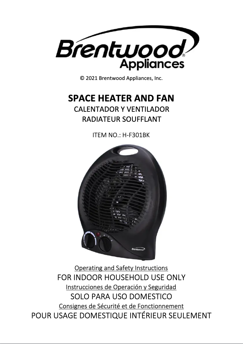 Page 1 de la notice Manuel utilisateur Brentwood H-F301BK
