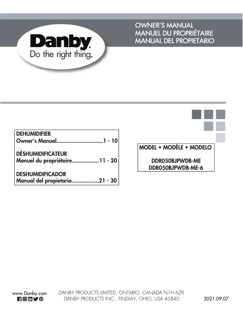 Page 1 de la notice Manuel utilisateur Danby DDR050BJPWDB-ME-6