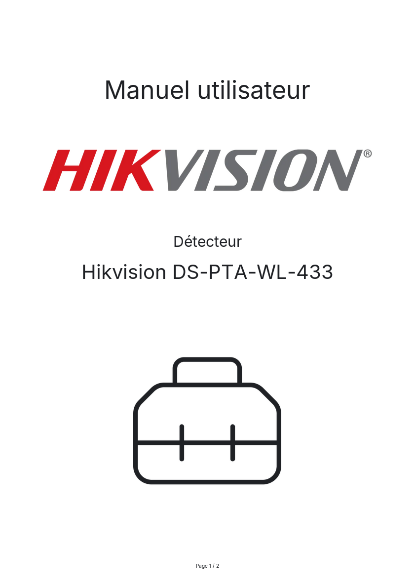 Image de la première page du manuel de l'appareil DS-PTA-WL-433