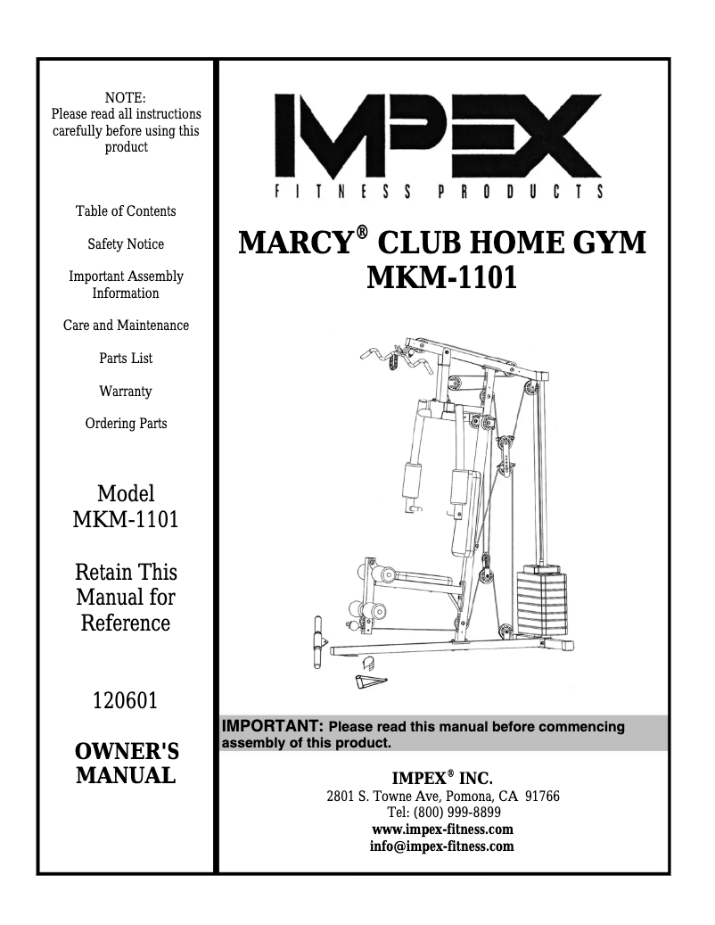 Image de la première page du manuel de l'appareil MKM-1101