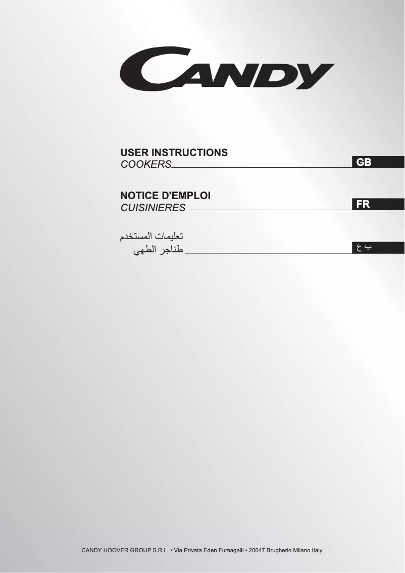 Page 1 de la notice Manuel utilisateur Candy CCG91KIT